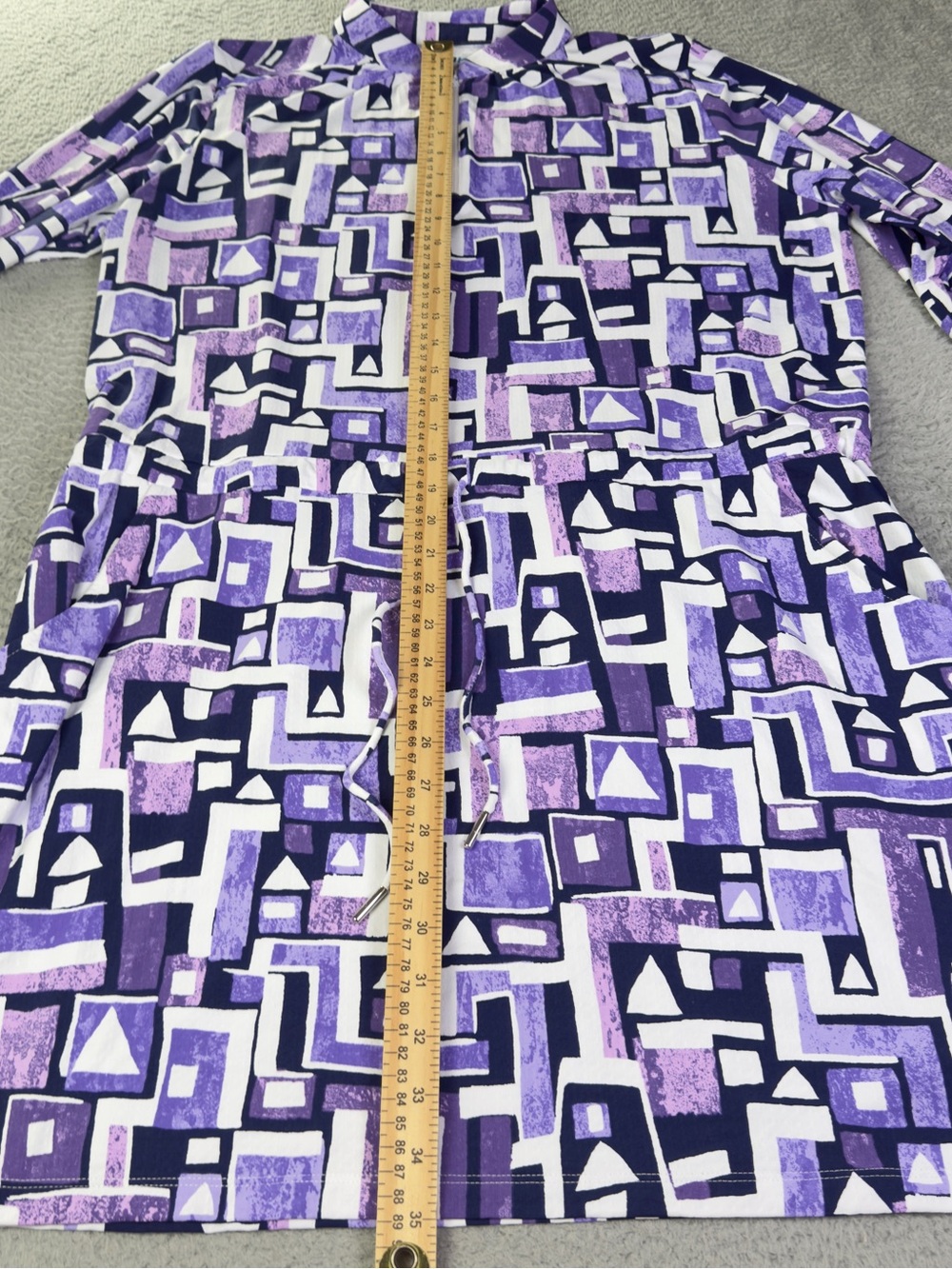 IBKUL Dress Womens Dress XL Purple Geometric Quarter Zip Waist Tie Athletic - Picture 6 of 9